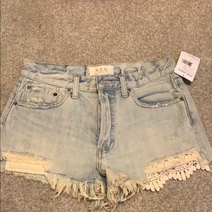 Free people crochet Jean shorts